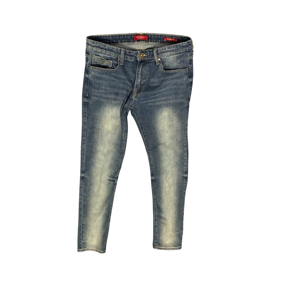 GUESS Jeans Men 34x32 Blue Scotch Fit Mid Rise Skinny Medium Wash Stretch Denimd